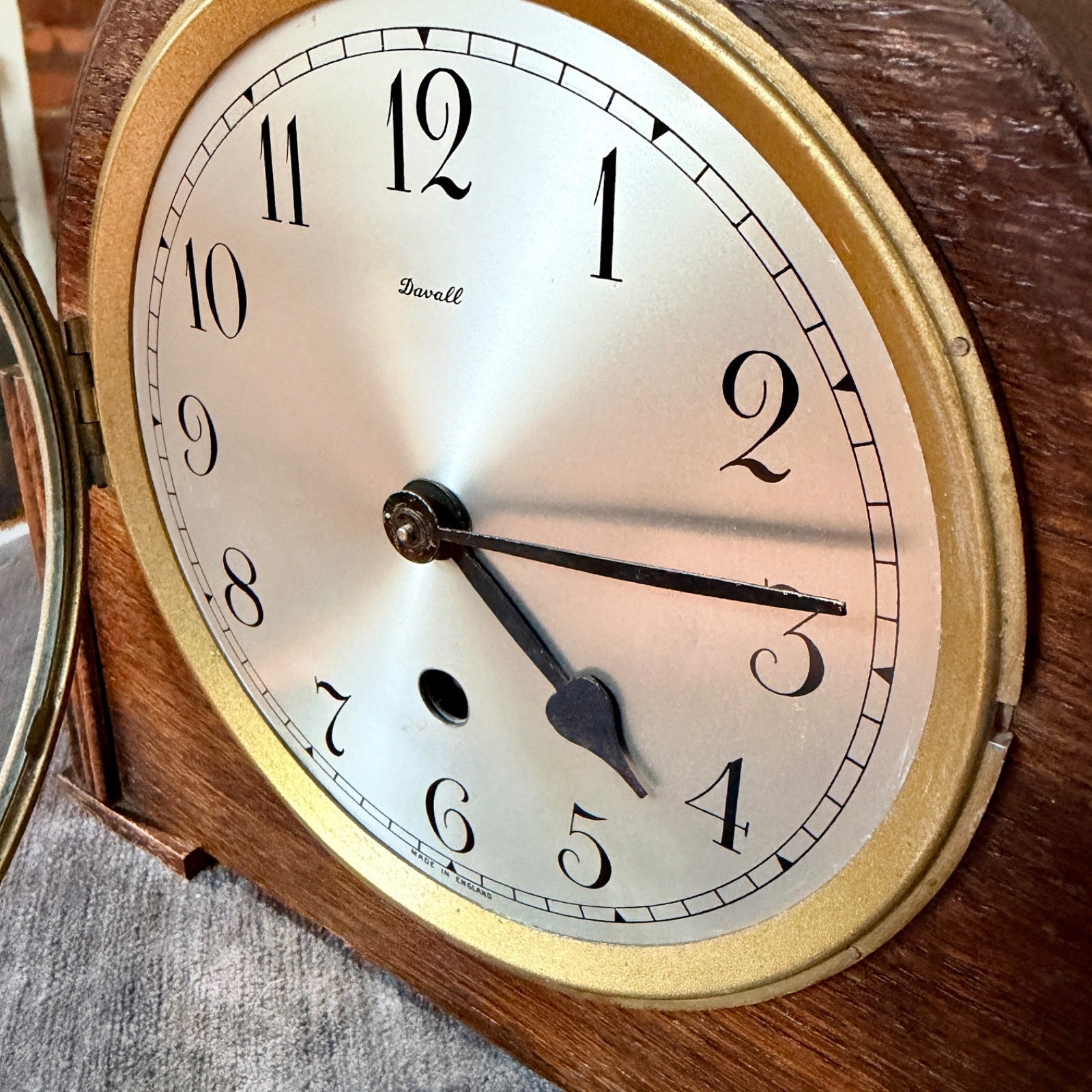 1930s Davall Art Deco Oak Mantel Clock 8 Day Serviced English Movement - Mahn and Co Clock Repairs