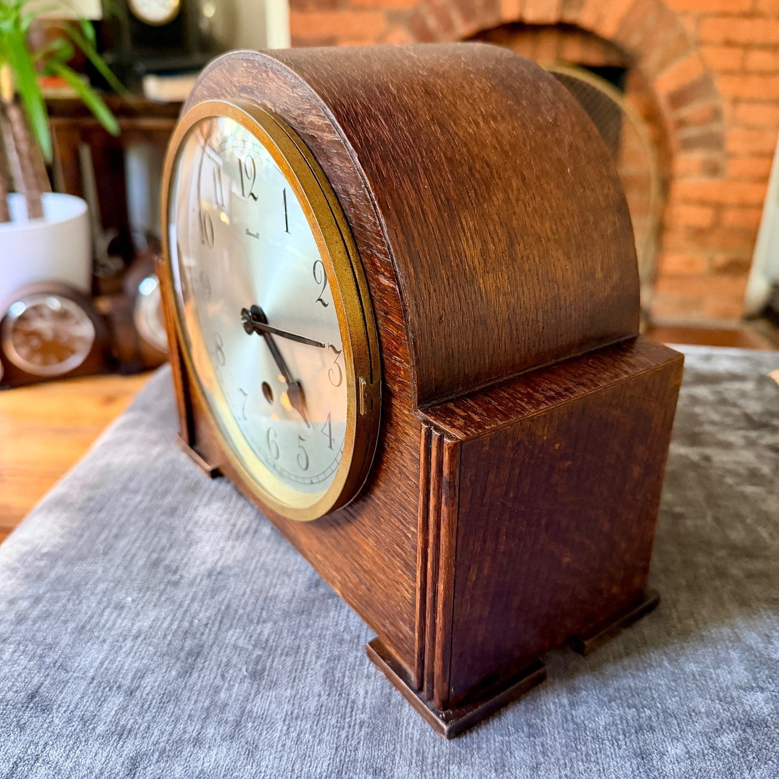 1930s Davall Art Deco Oak Mantel Clock 8 Day Serviced English Movement - Mahn and Co Clock Repairs