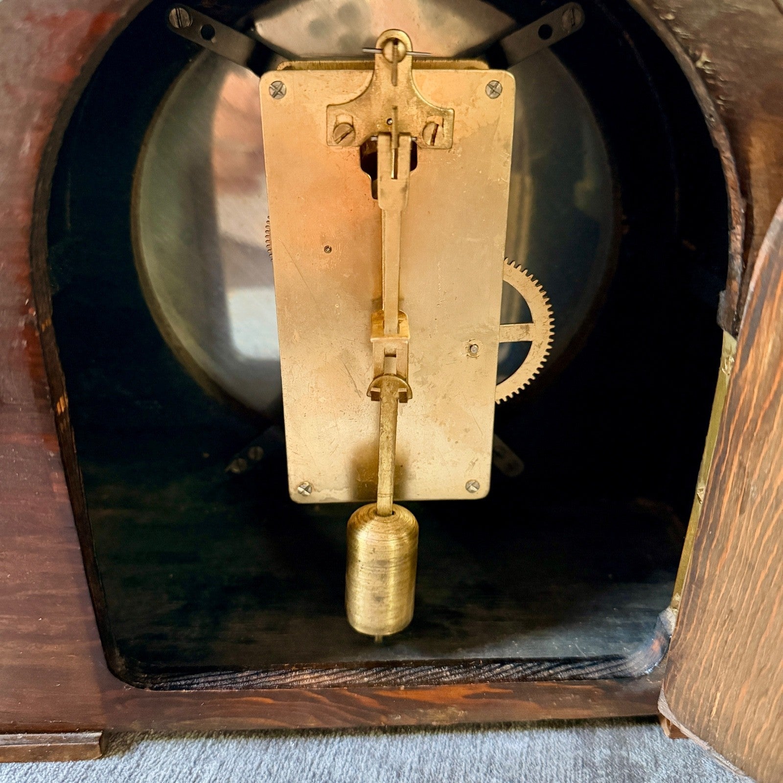 1930s Davall Art Deco Oak Mantel Clock 8 Day Serviced English Movement - Mahn and Co Clock Repairs