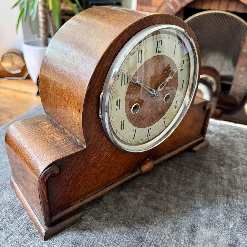 1930s English Art Deco Mantel Clock Gong Strike Fully Serviced Mechanical - Mahn and Co Clock Repairs