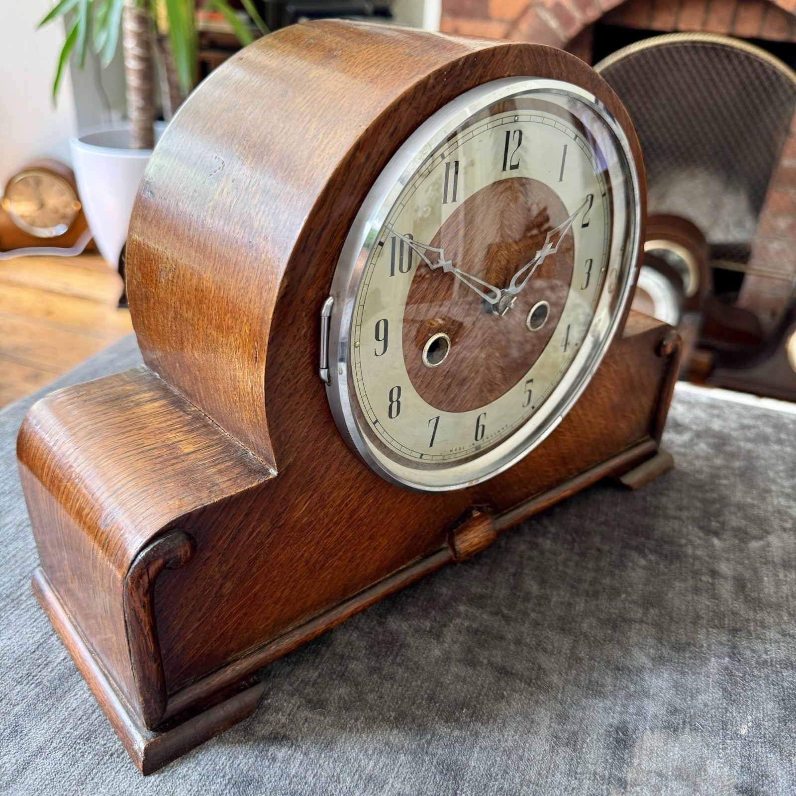 1930s English Art Deco Mantel Clock Gong Strike Fully Serviced Mechanical - Mahn and Co Clock Repairs