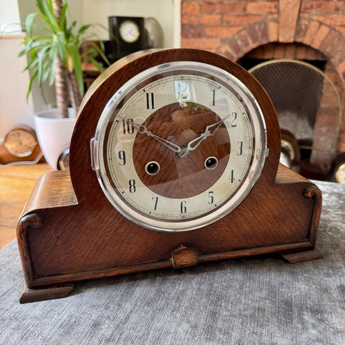 1930s English Art Deco Mantel Clock Gong Strike Fully Serviced Mechanical - Mahn and Co Clock Repairs