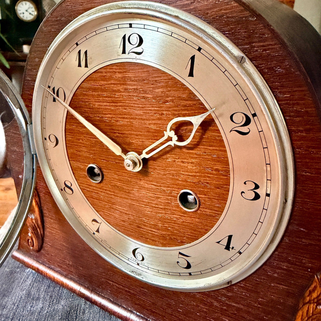 1930s HAC German Mantel Clock Fully Serviced Gong Strike Vintage Antique - Mahn and Co Clock Repairs