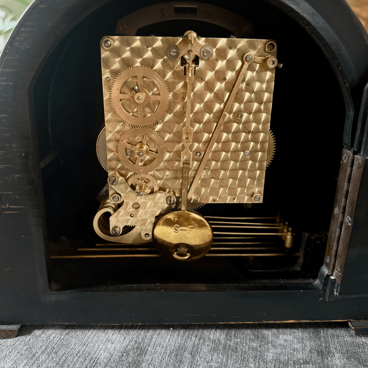 1951 Smiths Morley Mantel Clock Westminster Chime British Legion Presentation - Mahn and Co Clock Repairs