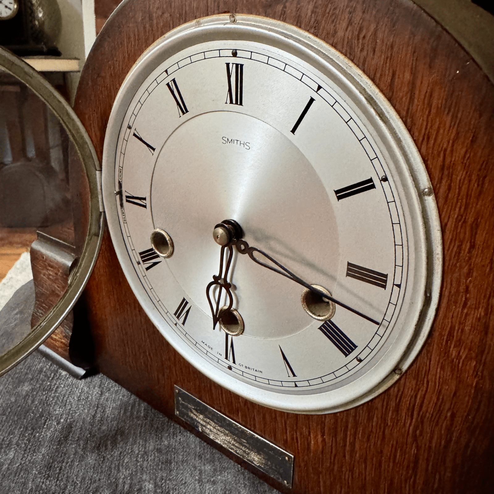 1951 Smiths Morley Mantel Clock Westminster Chime British Legion Presentation - Mahn and Co Clock Repairs
