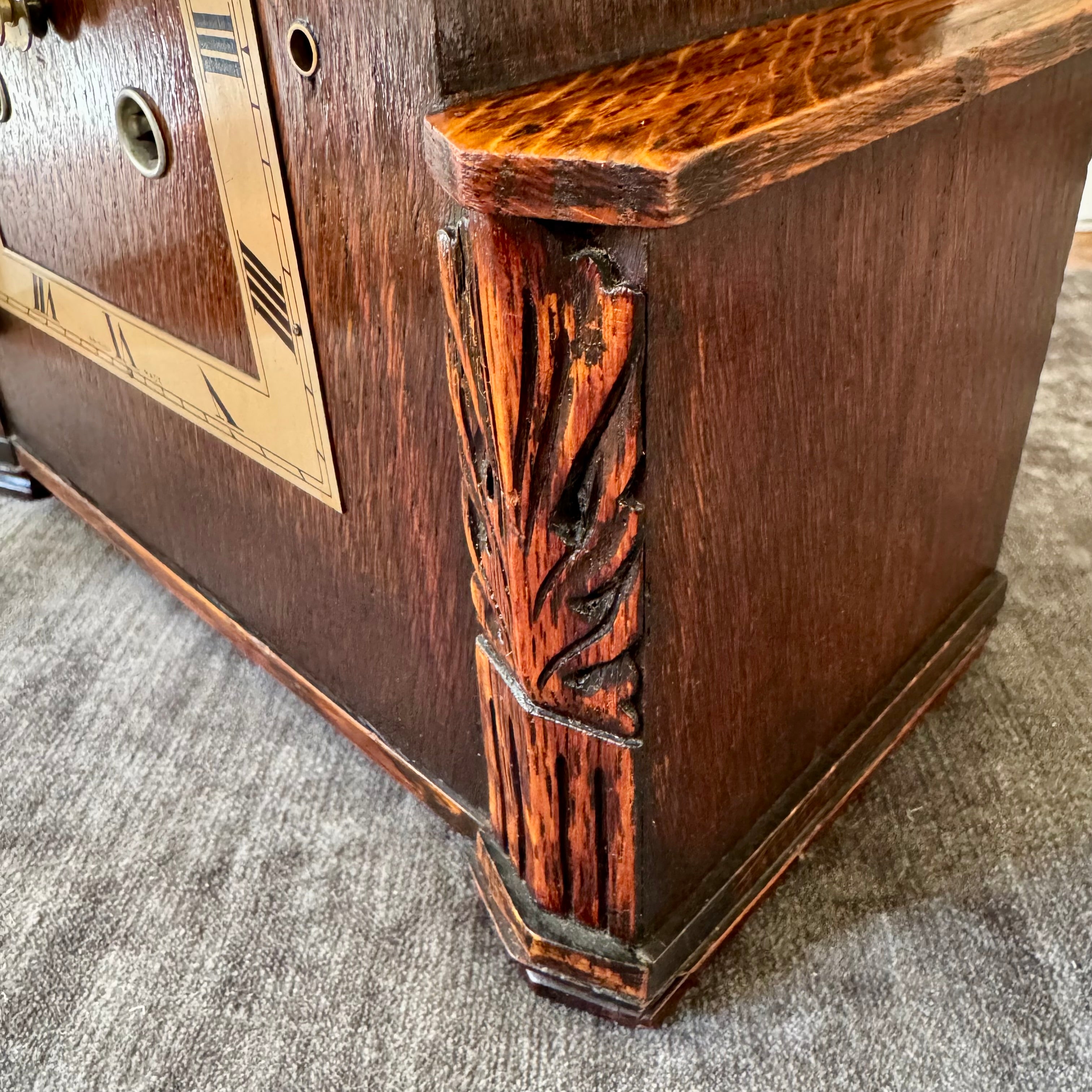 Camerer Cuss & Co Arr Deco Oak Mantel Clock