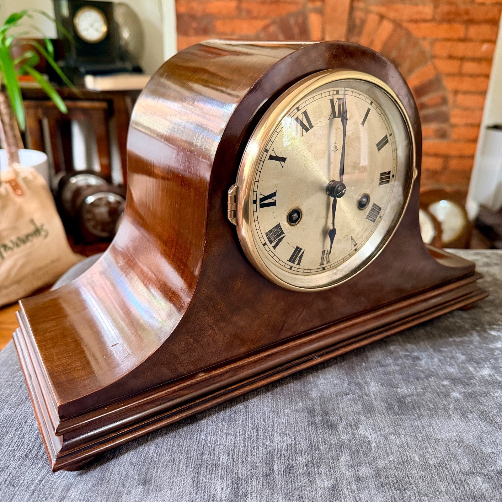Antique Gustav Becker Mahogany Striking Mantel Clock Fully Serviced