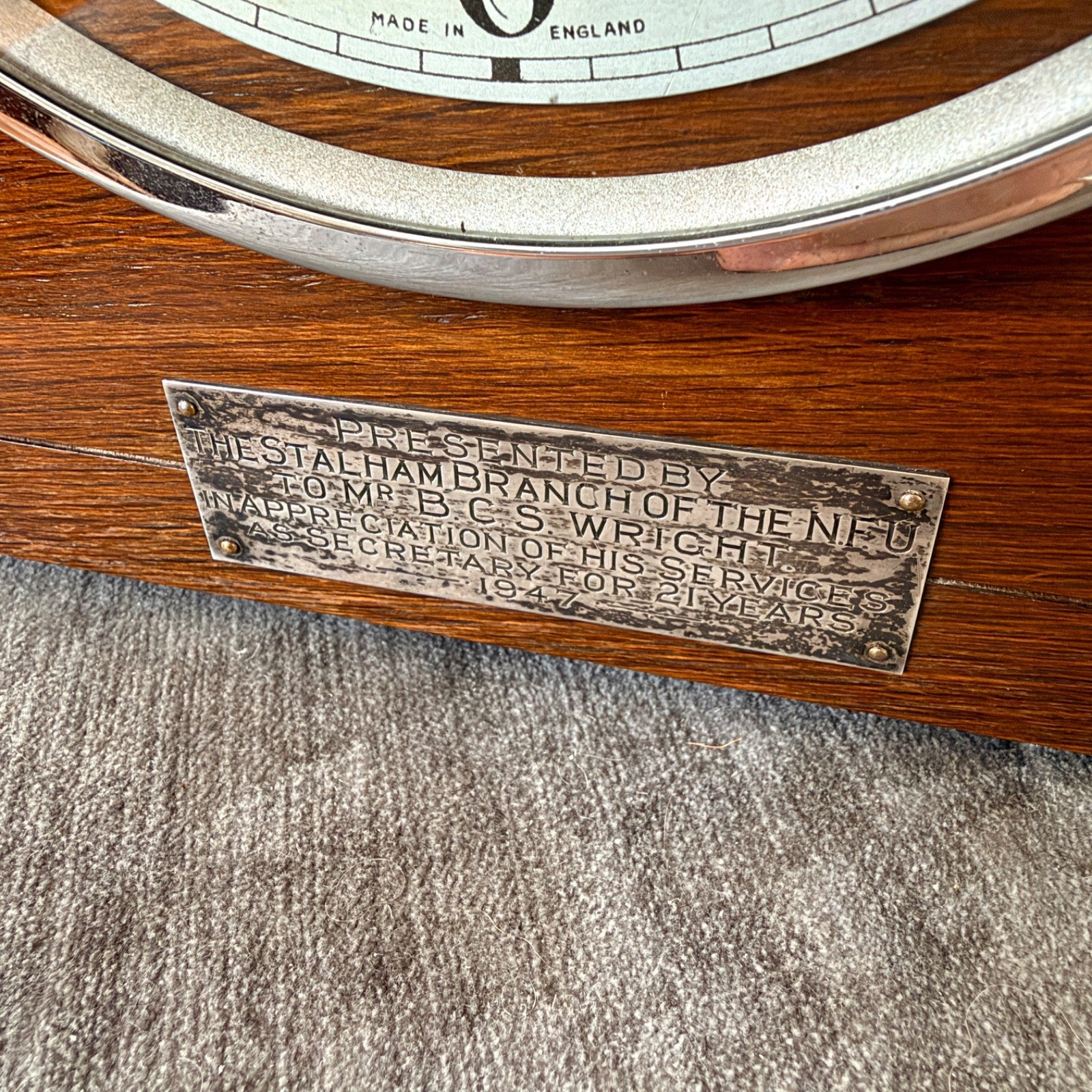 1947 Bentima Mantel Clock Stalham Norfolk NFU Provenance Fully Serviced