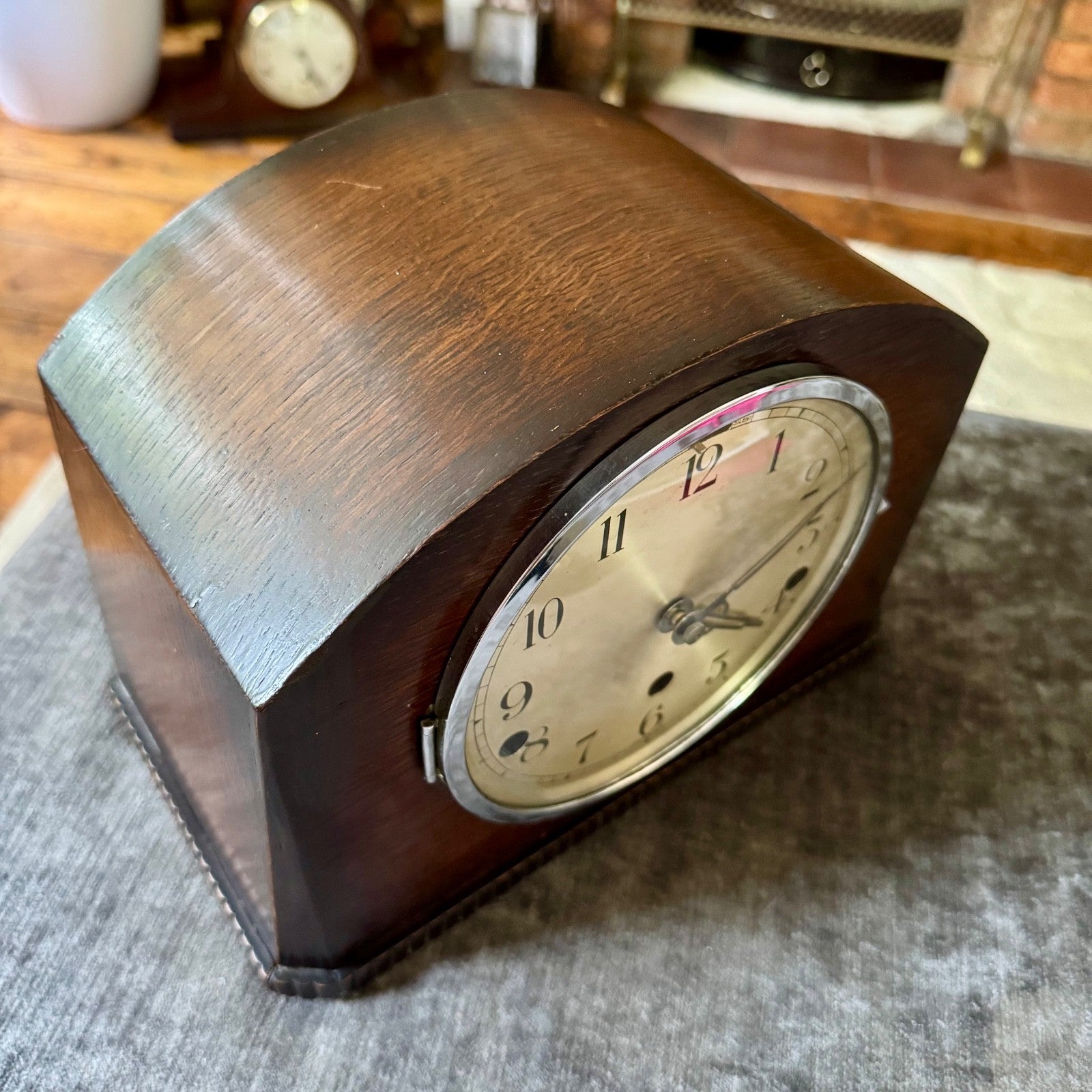 Vintage German Westminster Chime Mantel Clock 5 Rod Art Deco Serviced Working