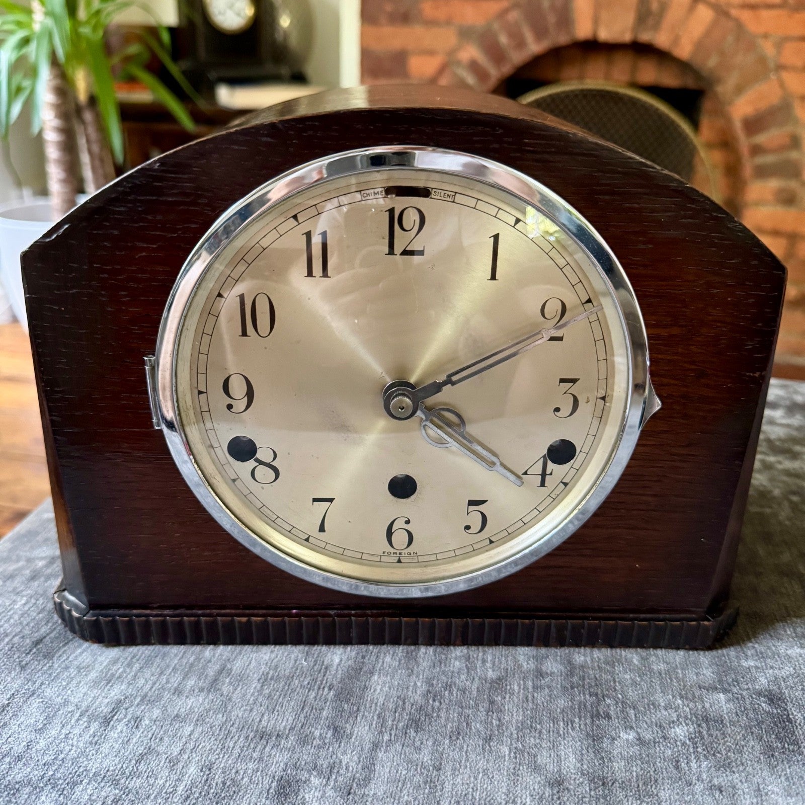 Vintage German Westminster Chime Mantel Clock 5 Rod Art Deco Serviced Working