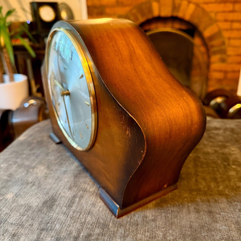 Vintage Smiths Floating Balance Mantel Clock Mid Century Mechanical Gong Service