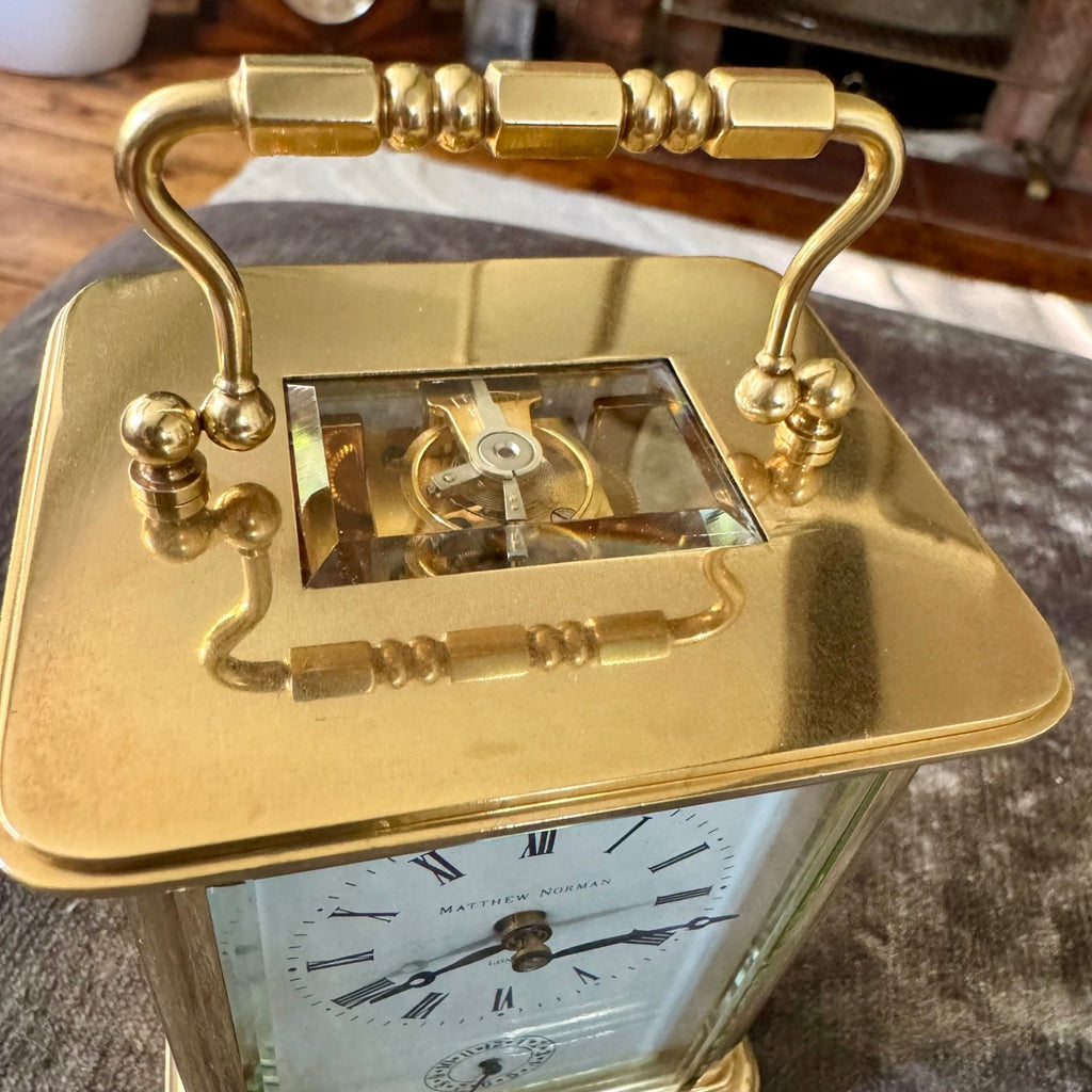 Matthew Norman 1754A Swiss Brass Carriage Clock Alarm 8 Day Serviced Working