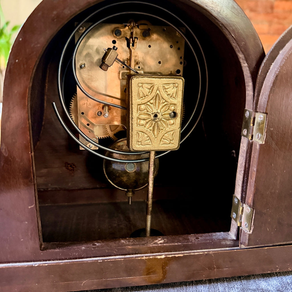 Antique Gustav Becker Mahogany Striking Mantel Clock Fully Serviced