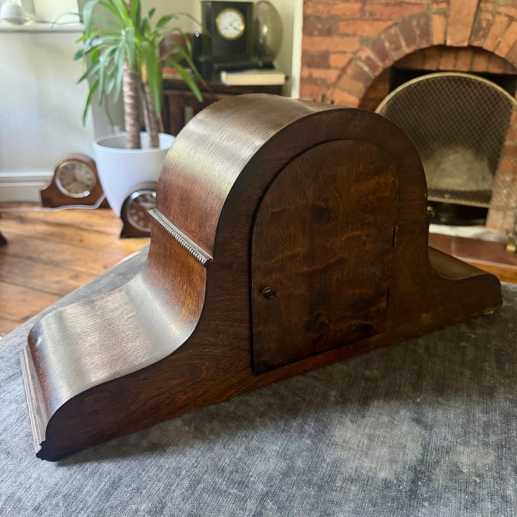 1930s English FHT Art Deco Mantel Clock Gong Strike Vintage Mechanical 50cm