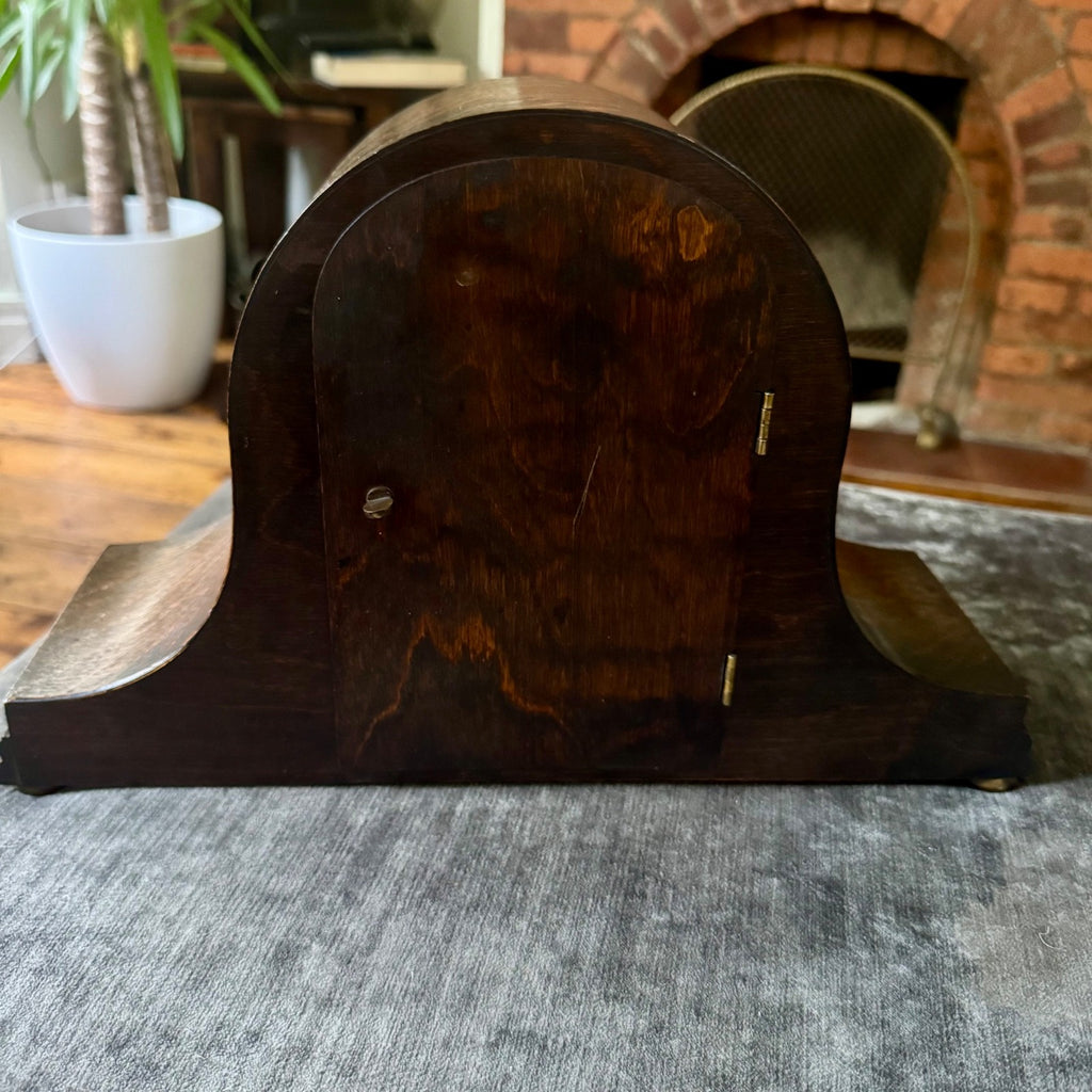 German Art Deco Oak Mantel Clock | Fully Serviced | Gong Strike | c1930s