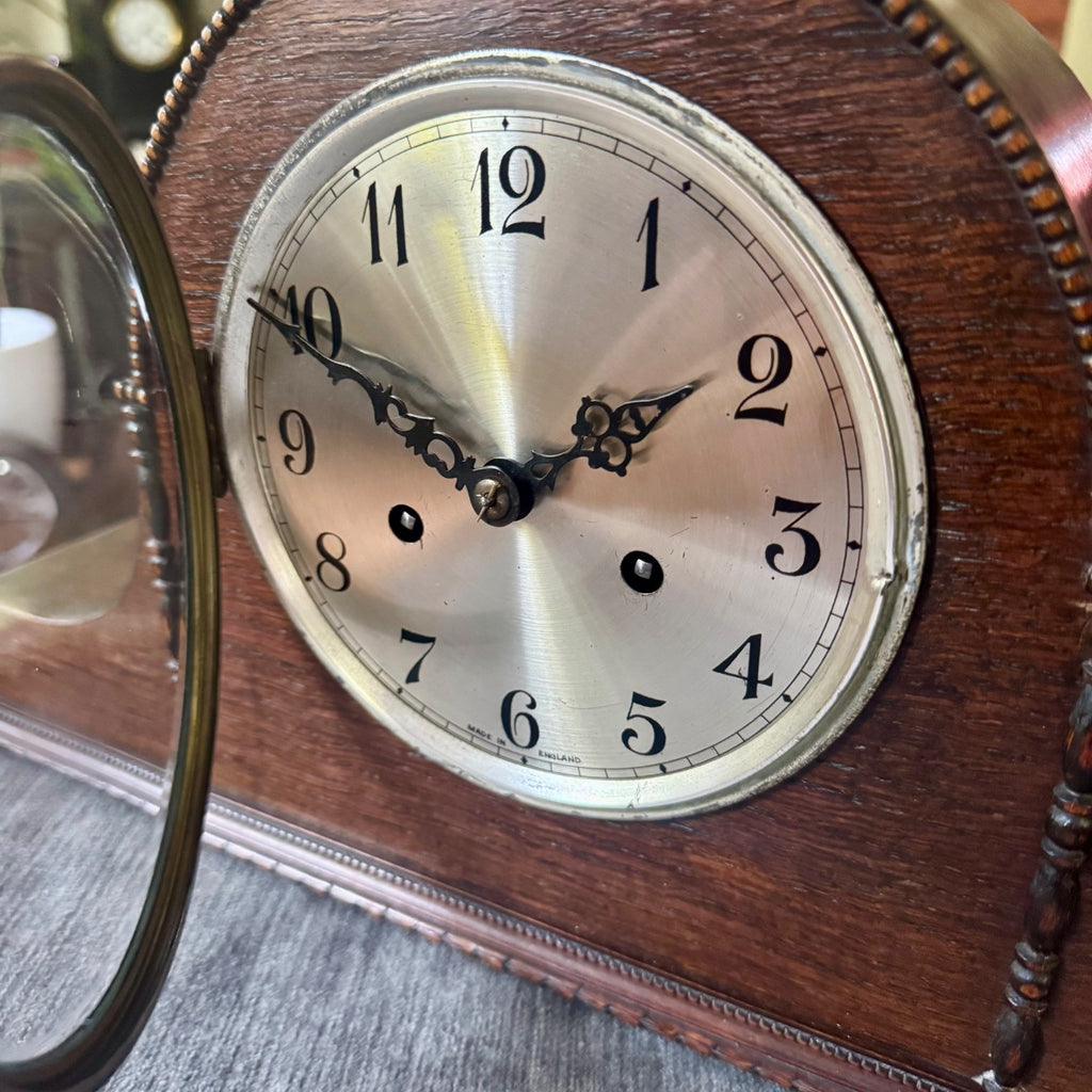 1930s English FHT Art Deco Mantel Clock Gong Strike Vintage Mechanical 50cm