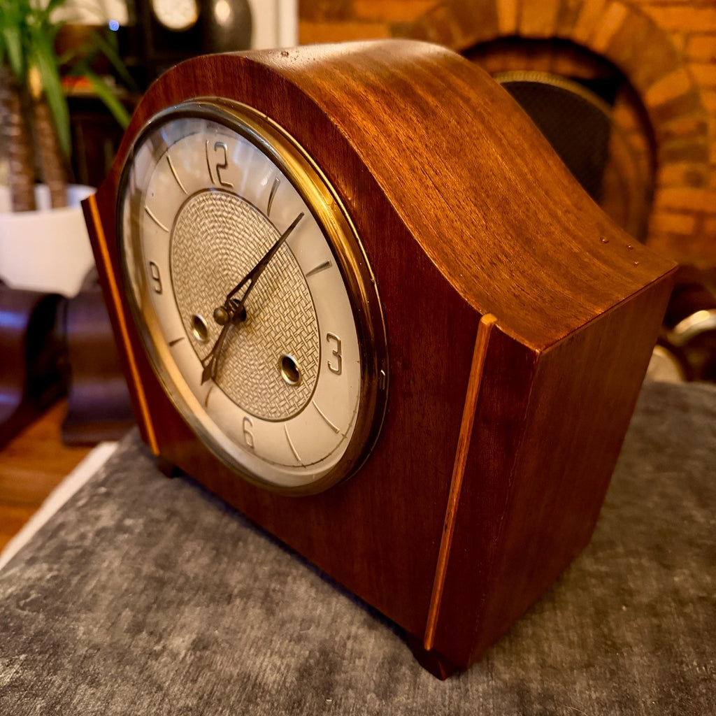 Vintage Bentima 8-Day Mahogany Mantel Clock Platform Escapement Serviced