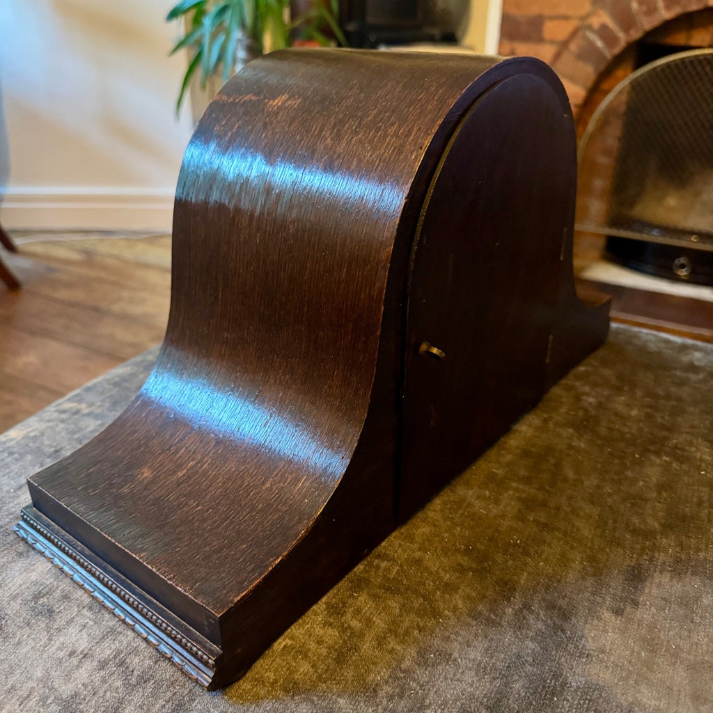  Antique HAC Westminster Chiming Mantel Clock c1930 Oak Napoleon Hat