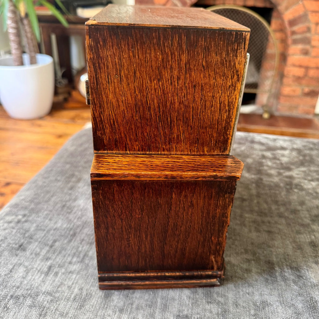Camerer Cuss Art Deco Oak Mantel Clock 1939 Gong Strike Serviced Working
