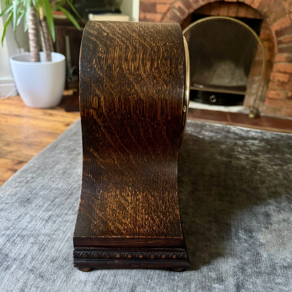 German Art Deco Oak Mantel Clock | Fully Serviced | Gong Strike | c1930s