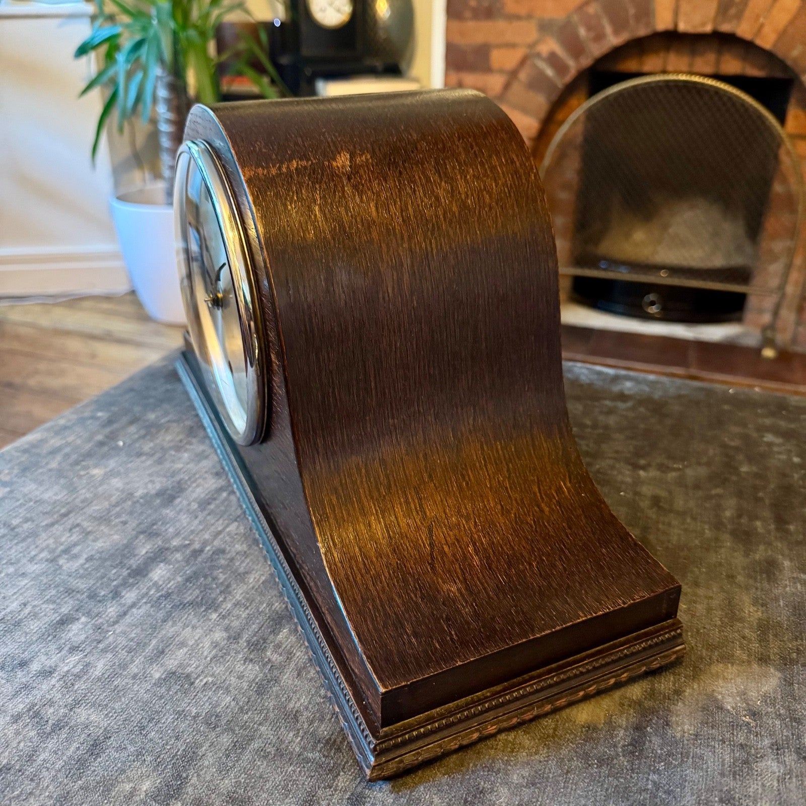  Antique HAC Westminster Chiming Mantel Clock c1930 Oak Napoleon Hat