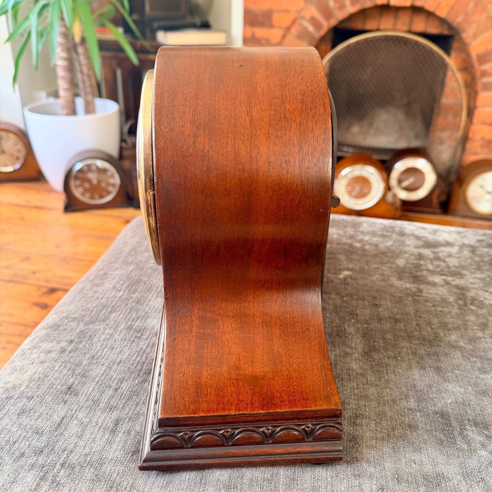 Antique Bravingtons London Mahogany Striking Mantel Clock Fully Serviced