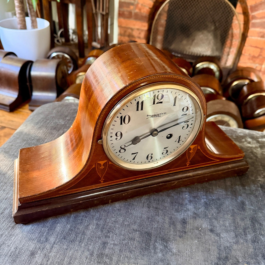 Antique Bravington’s London Inlaid Mantel Clock Gong Strike Serviced