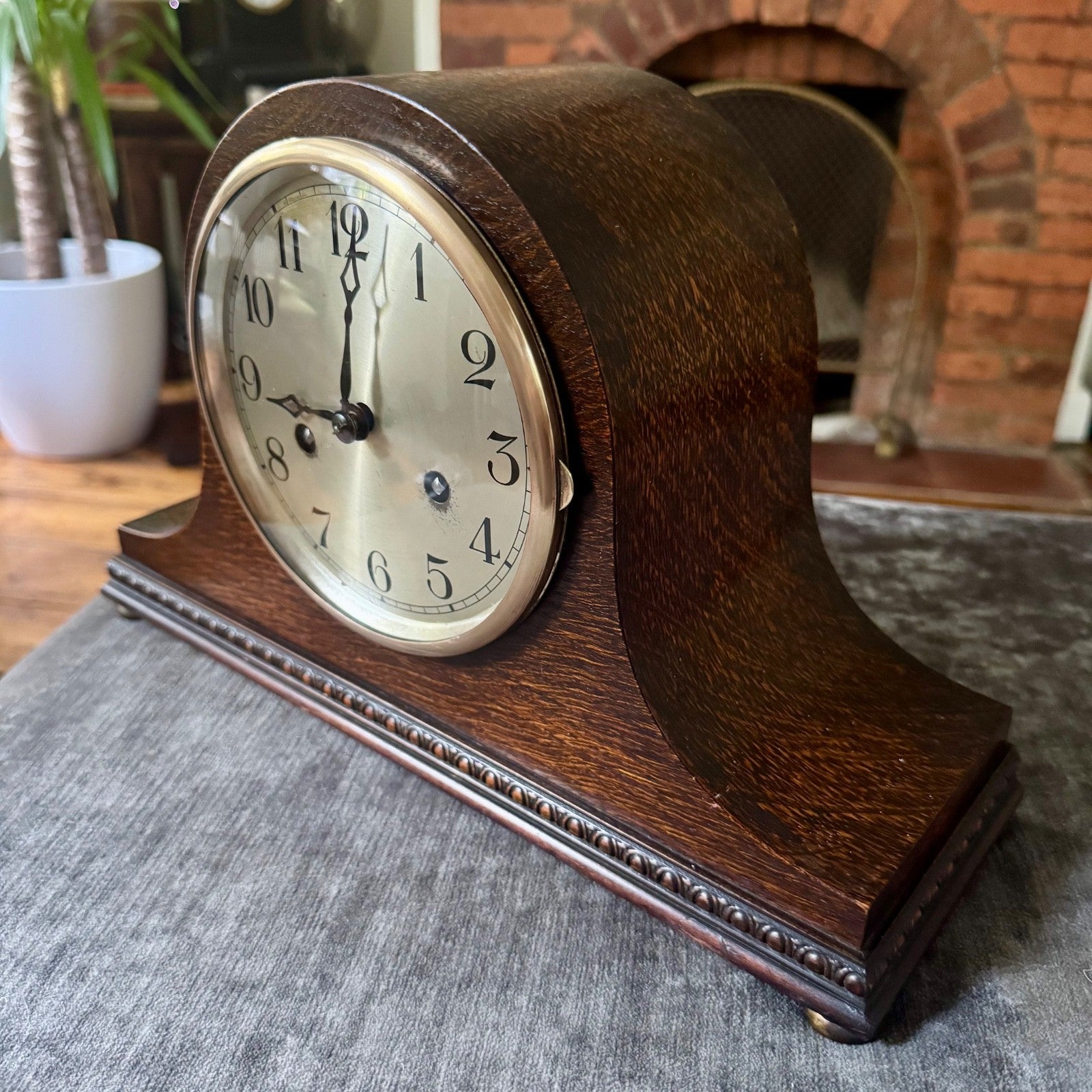 German Art Deco Oak Mantel Clock | Fully Serviced | Gong Strike | c1930s