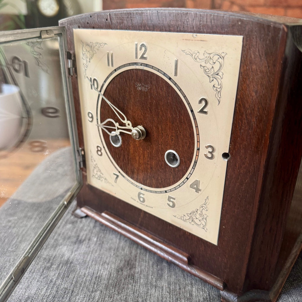 Smiths Enfield Hadleigh Oak Mantel Clock Early 1950s Gong Strike Serviced