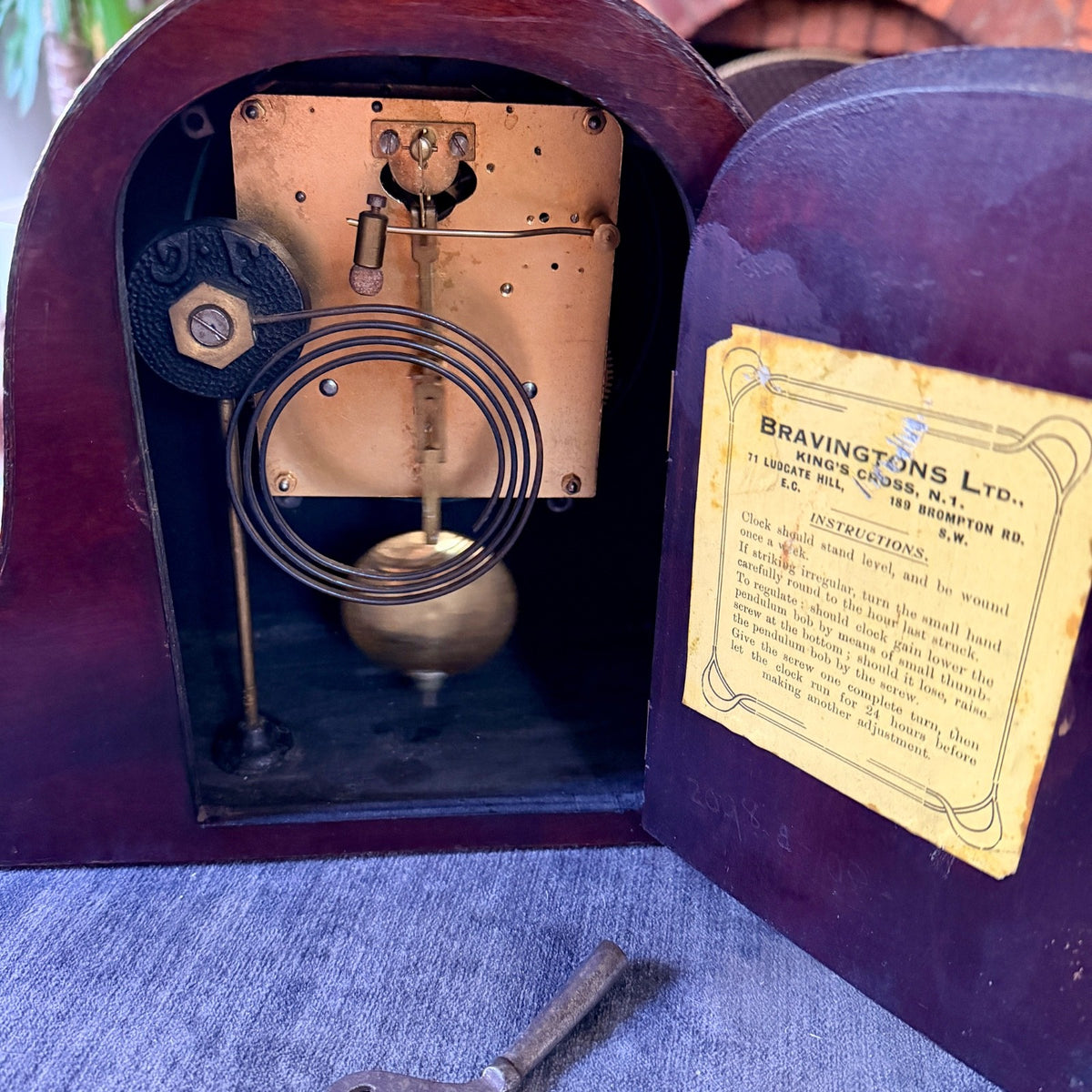 Antique Bravington’s London Inlaid Mantel Clock Gong Strike Serviced