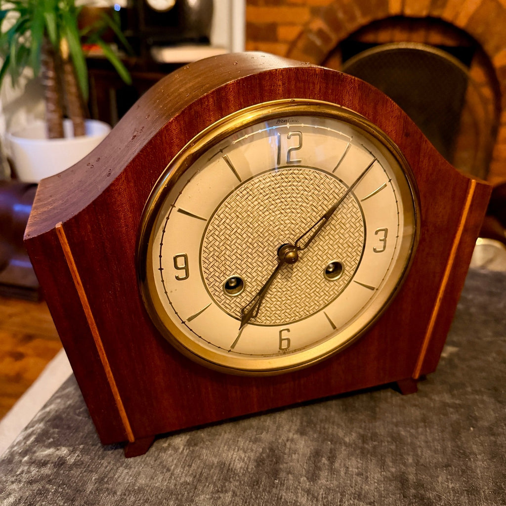 Vintage Bentima 8-Day Mahogany Mantel Clock Platform Escapement Serviced