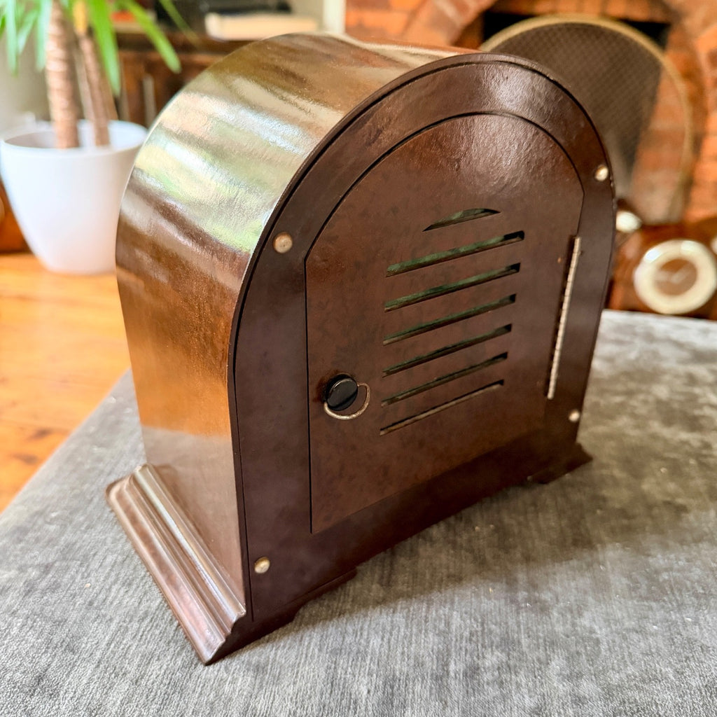 Vintage Enfield Bakelite Mantel Clock Gong Strike Fully Serviced Art Deco