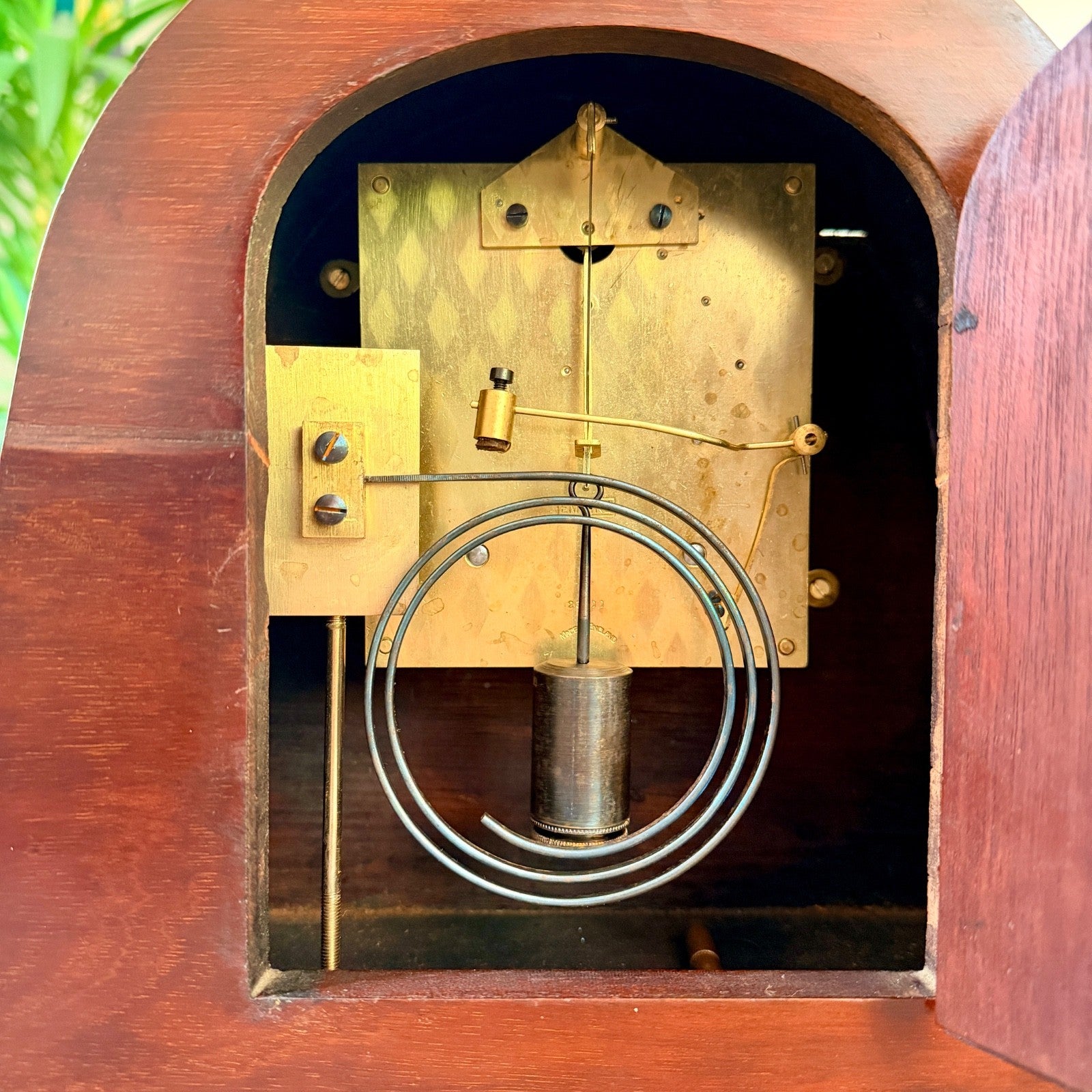 Antique 1926 Empire Mahogany Gong Striking Mantel Clock Serviced Provenance