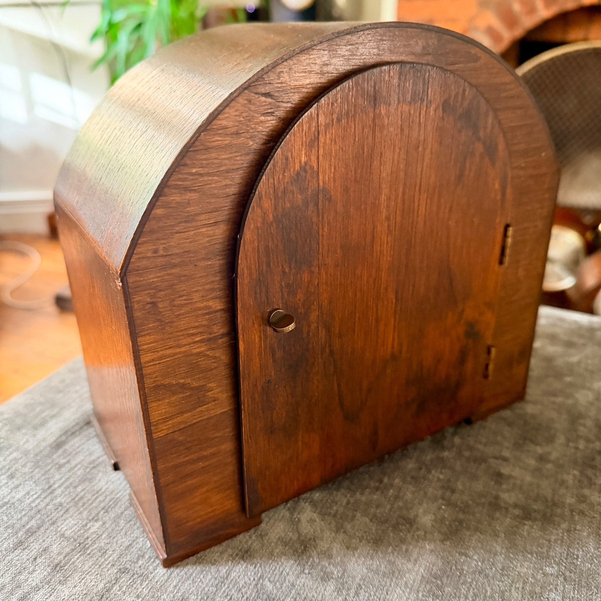 1930s Perivale Art Deco Oak Mantel Clock Gong Strike Serviced Restored