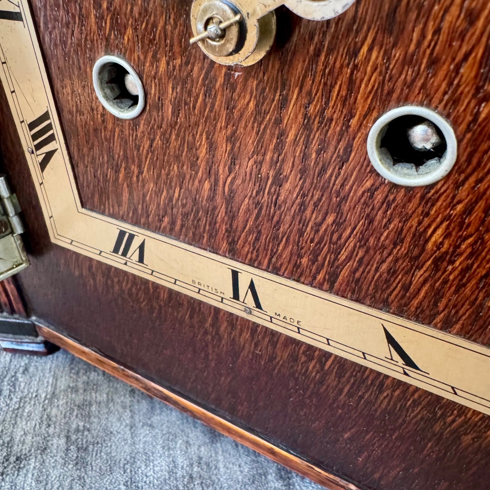 Camerer Cuss Art Deco Oak Mantel Clock 1939 Gong Strike Serviced Working