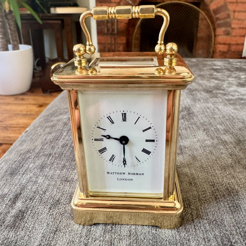 Pair Matthew Norman Miniature Swiss Carriage Clocks Boxed 1977 Serviced