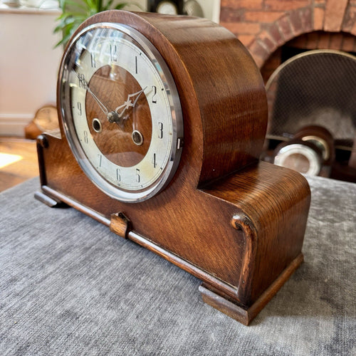 1930s English Art Deco Mantel Clock Gong Strike Fully Serviced Mechanical