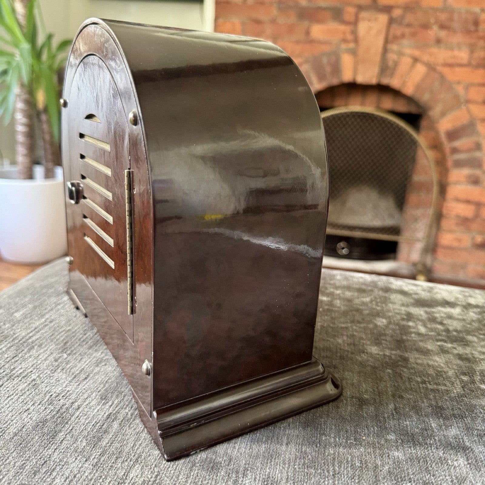 Smiths Enfield Bakelite Mantel Clock Gong Strike Serviced c1955 Key & Instructio