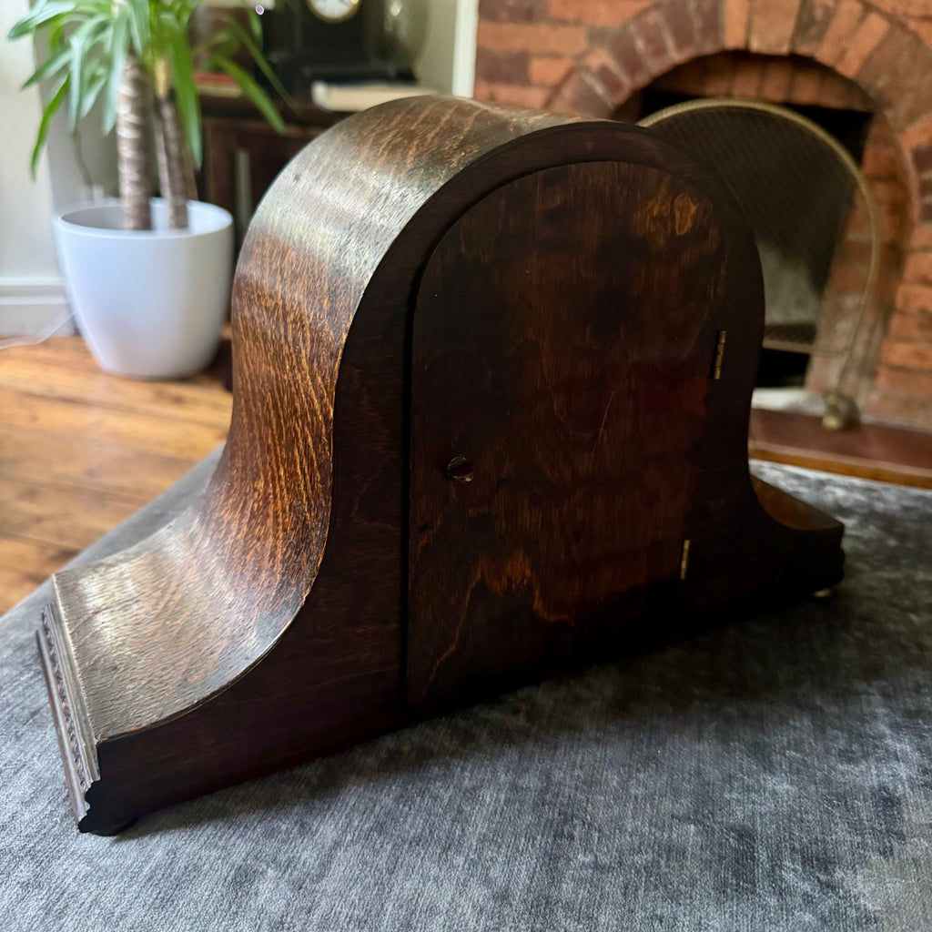 German Art Deco Oak Mantel Clock | Fully Serviced | Gong Strike | c1930s
