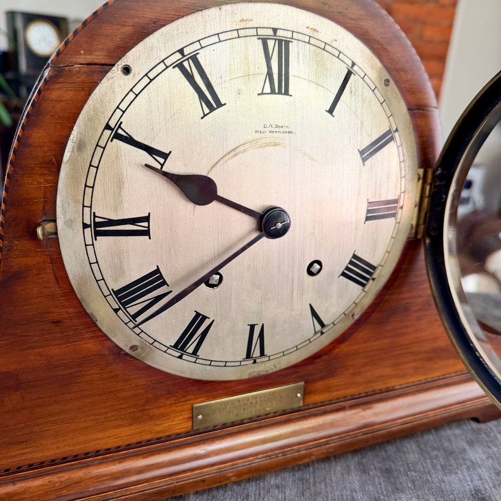 Antique 1926 Empire Mahogany Gong Striking Mantel Clock Serviced Provenance