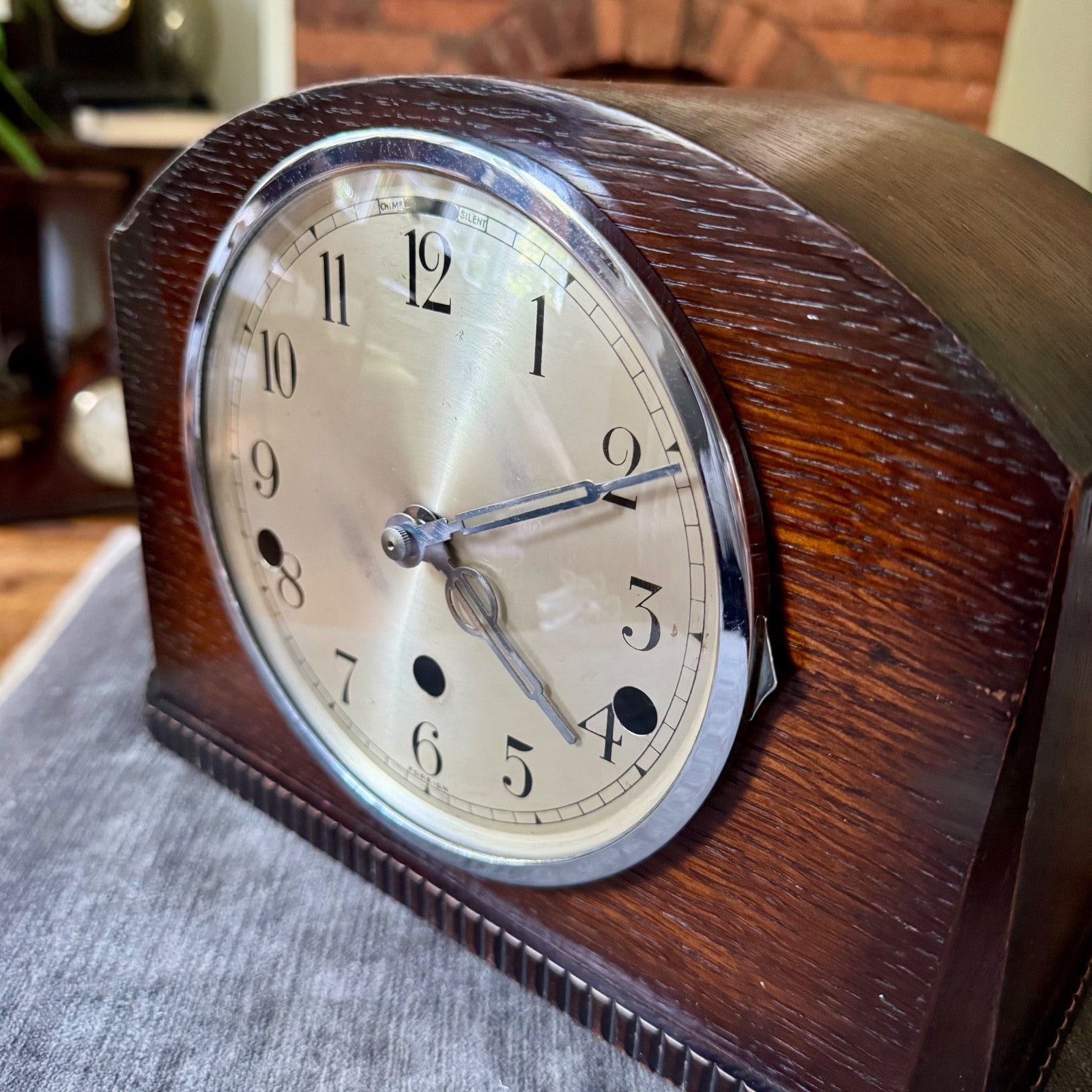 Vintage German Westminster Chime Mantel Clock 5 Rod Art Deco Serviced Working