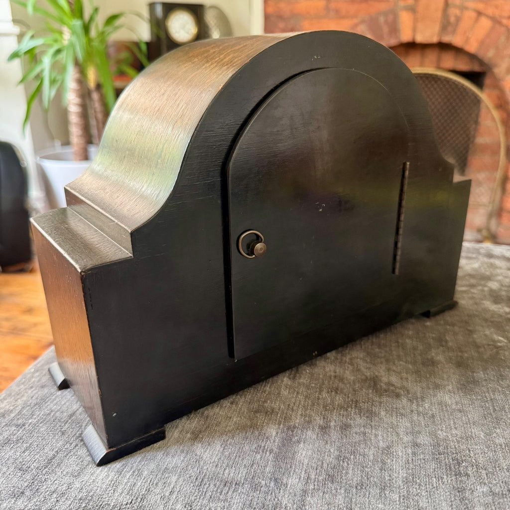 Smiths Enfield Mantel Clock 1952 Oak Gong Strike Art Deco Fully Serviced UK