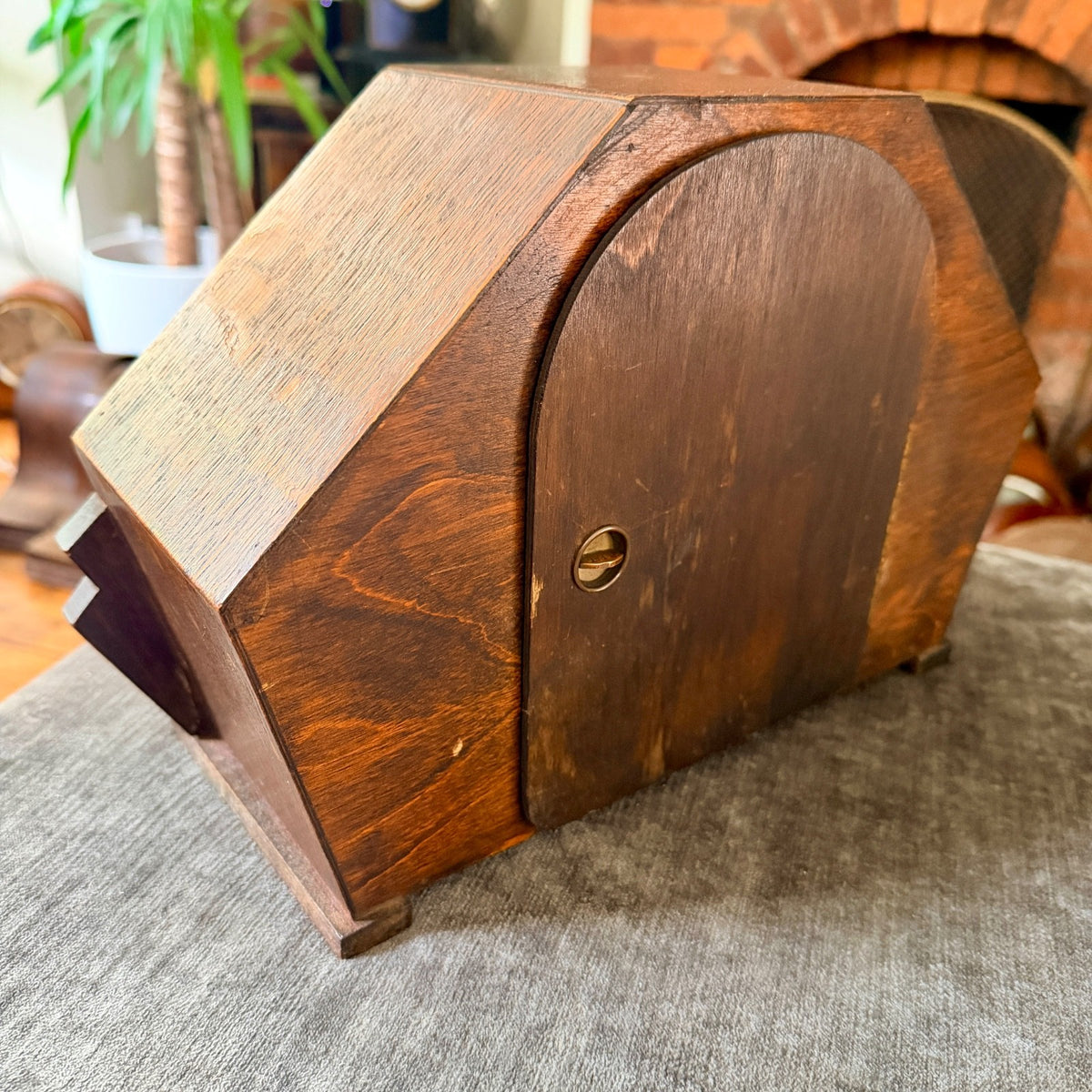 1930s Kienzle Art Deco Oak Mantel Clock Gong Strike Serviced Restored