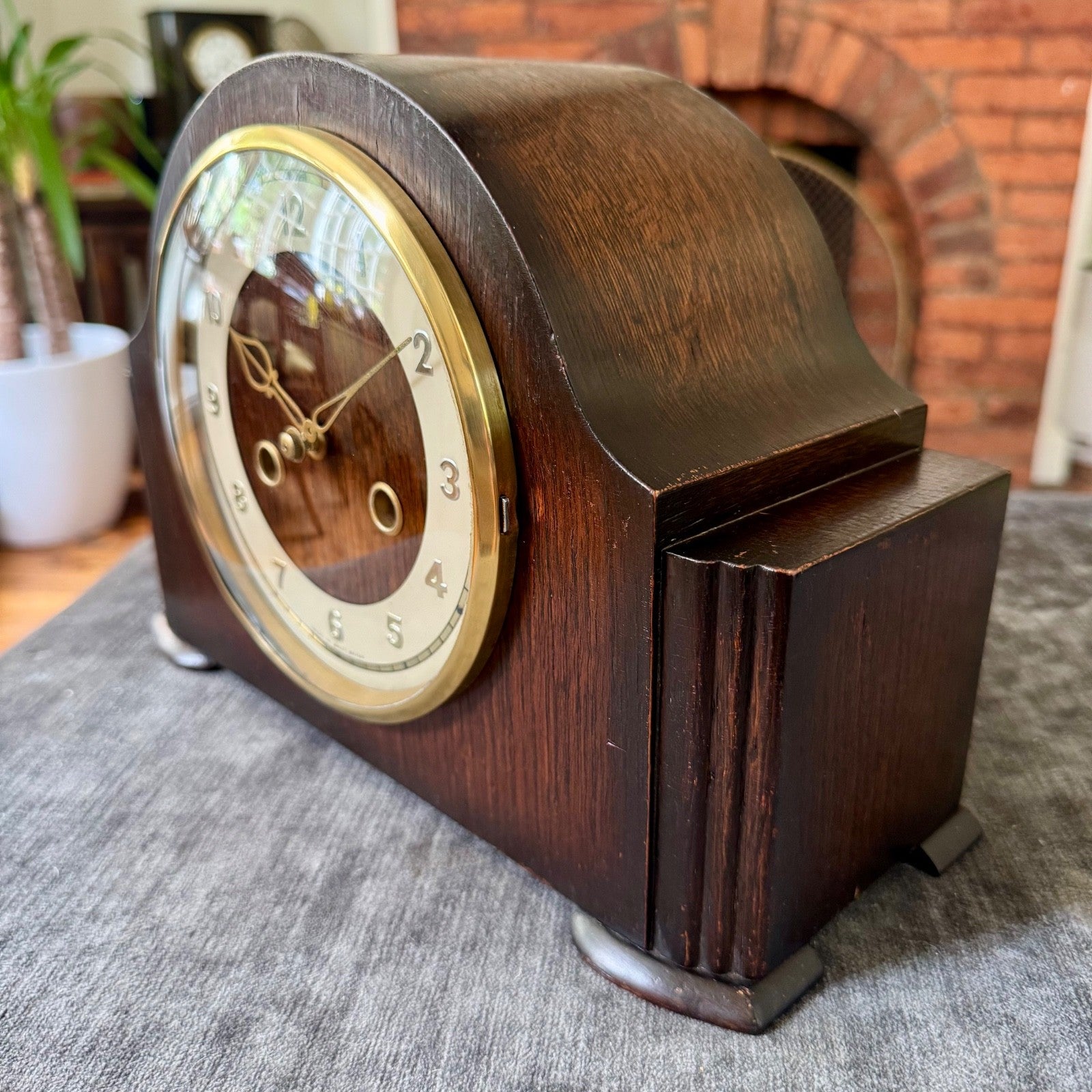 Smiths Enfield Mantel Clock 1952 Oak Gong Strike Art Deco Fully Serviced UK