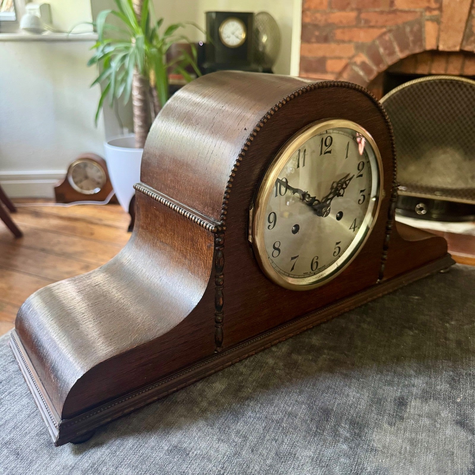 1930s English FHT Art Deco Mantel Clock Gong Strike Vintage Mechanical 50cm