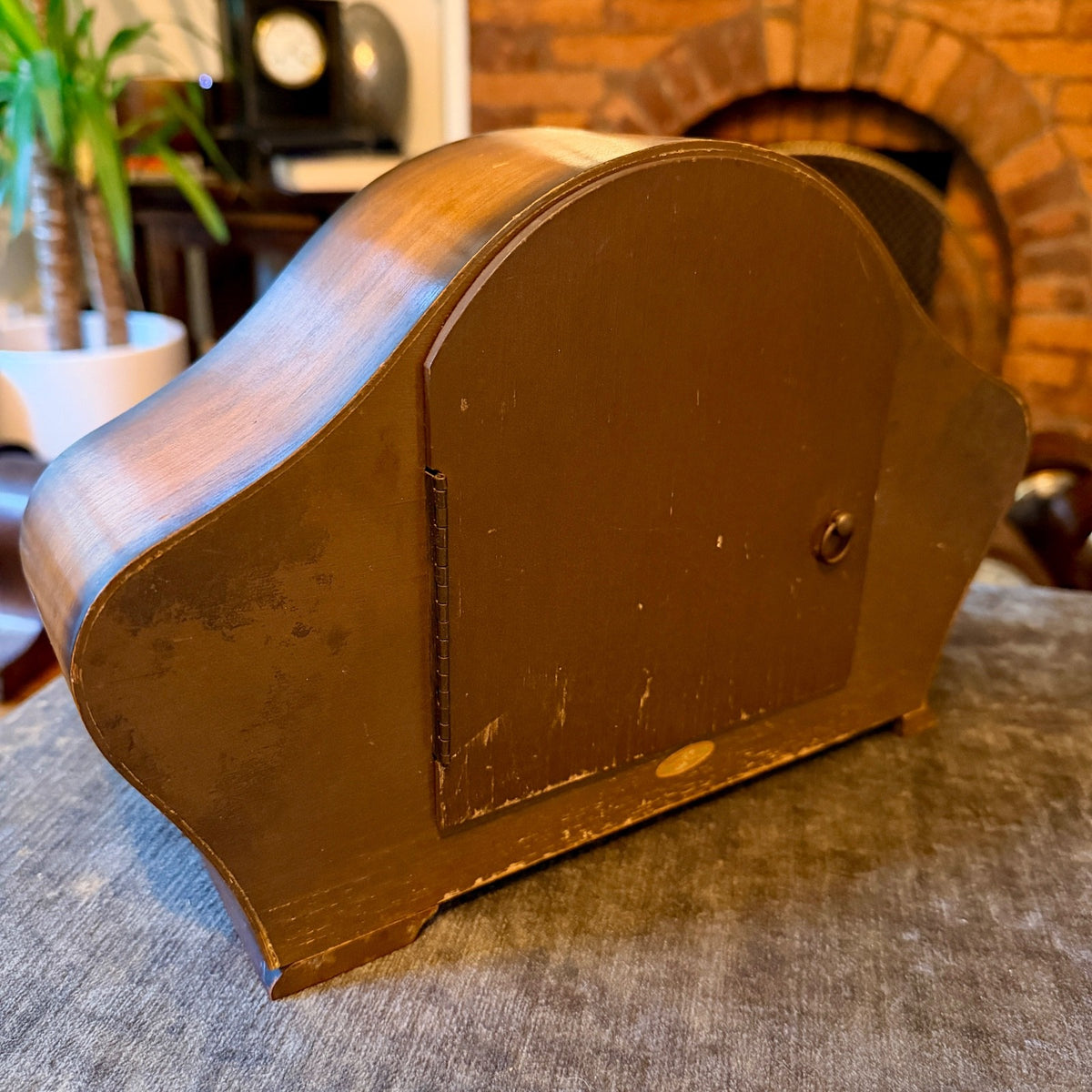 Vintage Smiths Floating Balance Mantel Clock Mid Century Mechanical Gong Service