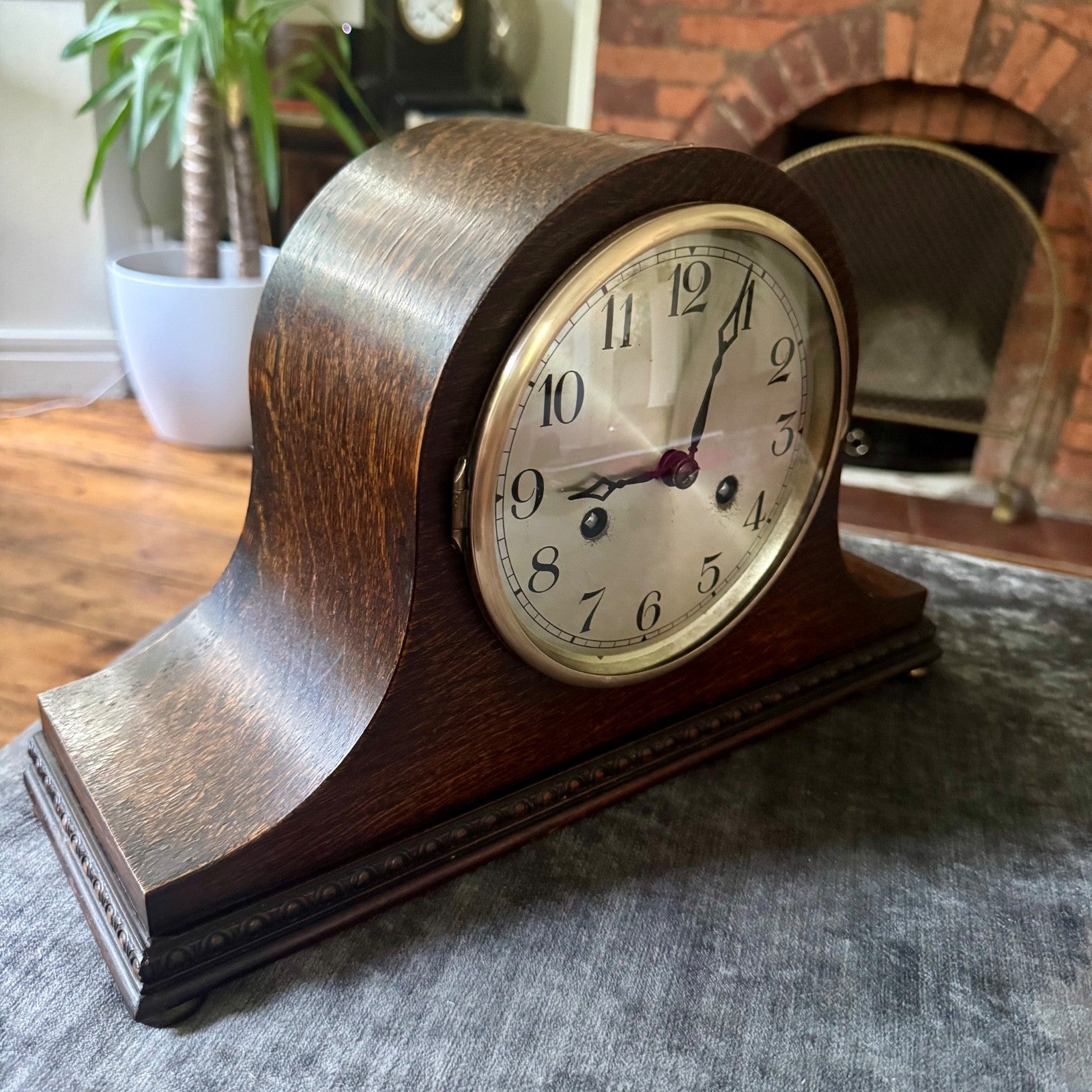 German Art Deco Oak Mantel Clock | Fully Serviced | Gong Strike | c1930s