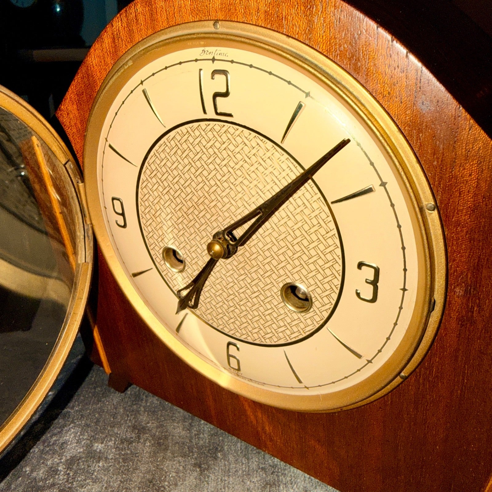 Vintage Bentima 8-Day Mahogany Mantel Clock Platform Escapement Serviced