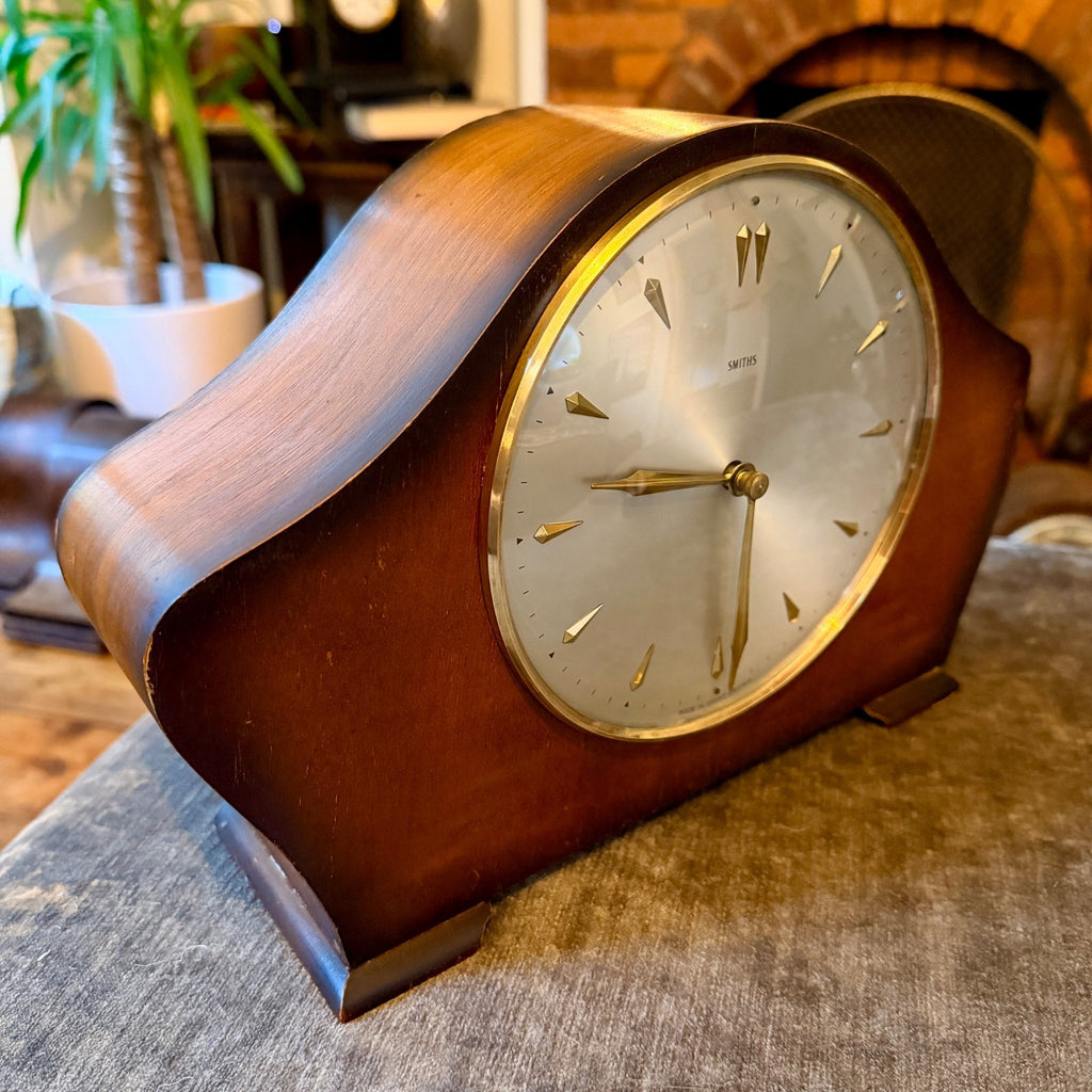 Vintage Smiths Floating Balance Mantel Clock Mid Century Mechanical Gong Service