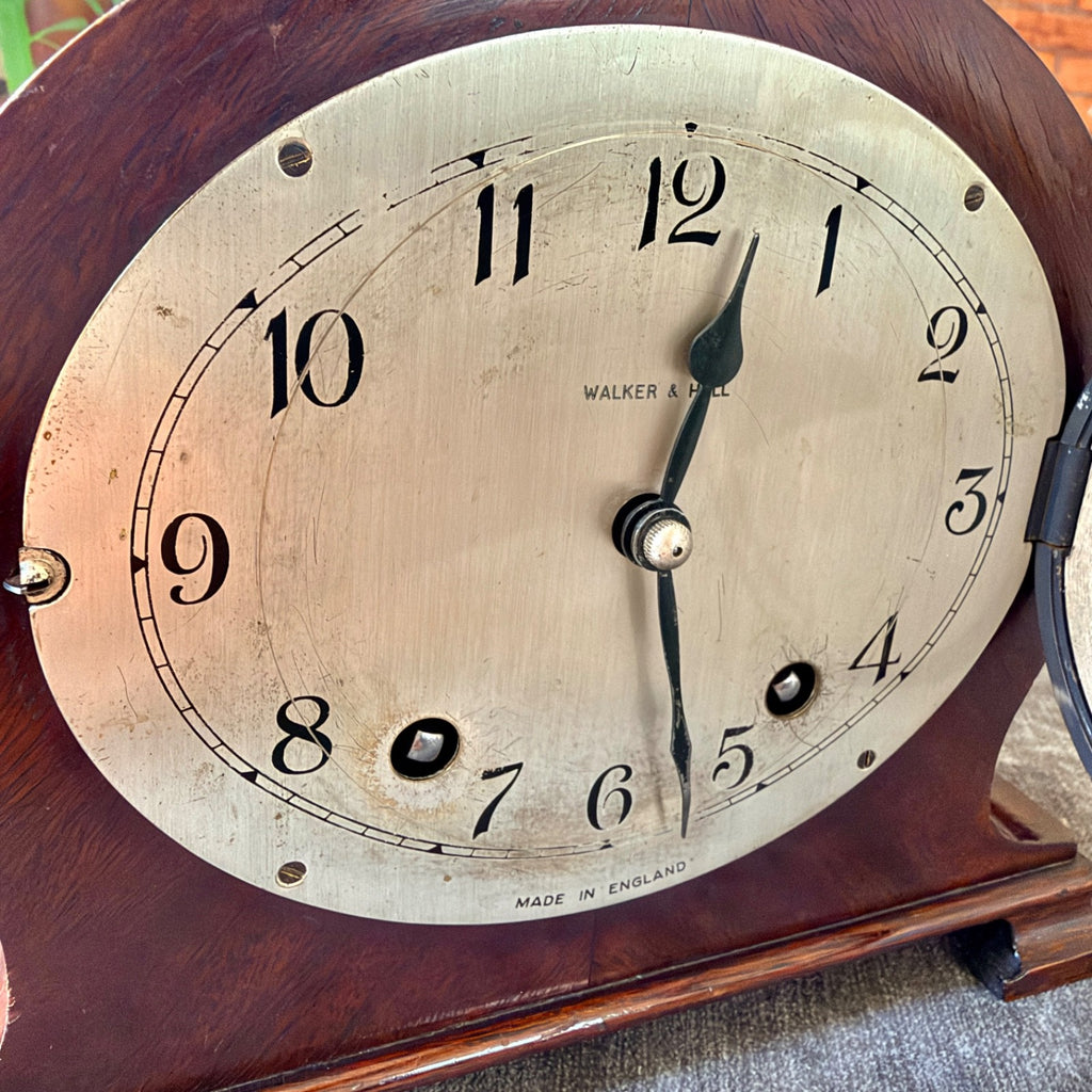 Vintage Walker & Hall Garrard Mahogany Striking Mantel Clock Fully Serviced
